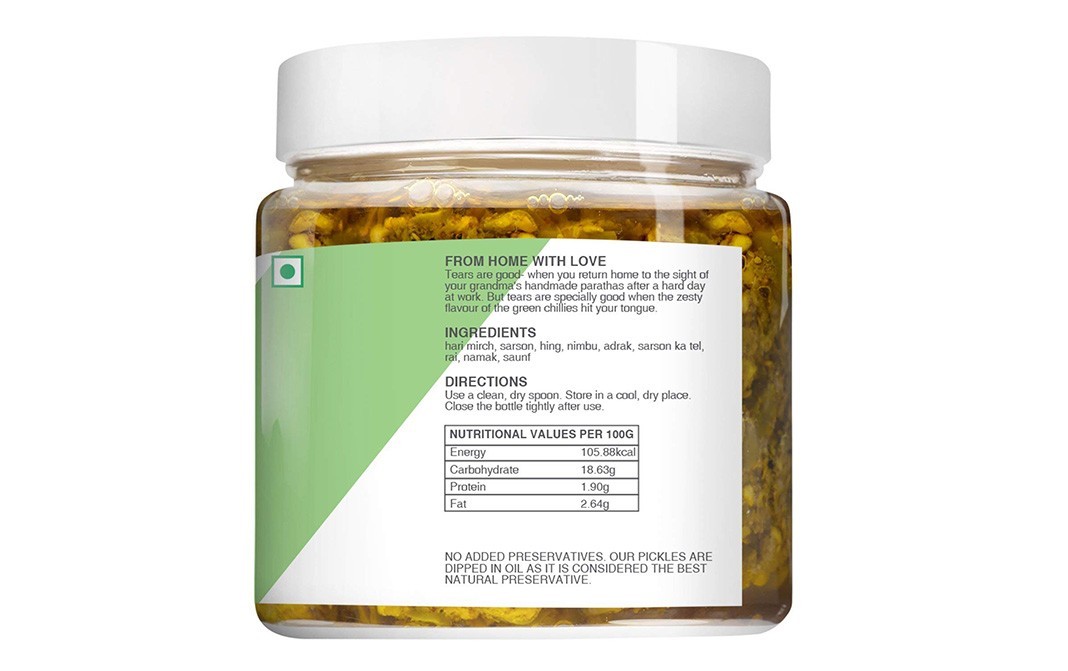 Ek Chammach Homemade Pickles - Hari Mirch - Kutti   Jar  500 grams